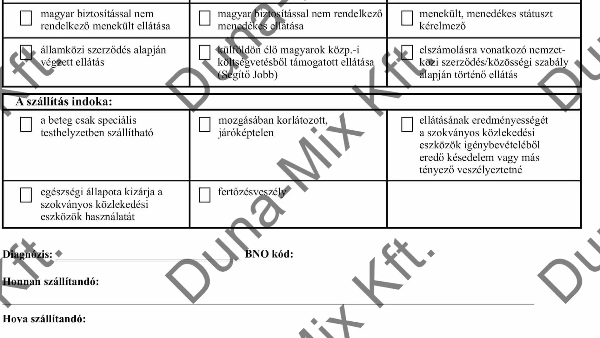Betegszállítási lap